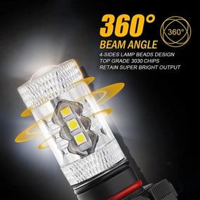 img 3 attached to Auxbeam 5201 5202 LED лампы для противотуманных фар: высокая мощность, сверхяркие лампы H16 LED для сигнала, поворота, торможения, стояночных огней, хвостовых огней, DRL-фар – 50W 12V LED 9009 5202 лампа – ярко-белый (набор из 2 штук)