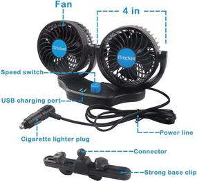 img 2 attached to Stay Cool on the Go: 12 Volt Car Fan for Back Seat Passenger with 360° Rotatable Headrest Design, 2 USB Charging Ports & Cigarette Lighter Plug - Perfect for Vehicles, SUVs, RVs, and Boats