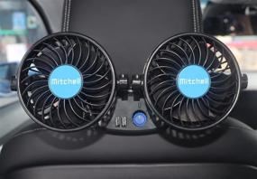 img 4 attached to Stay Cool on the Go: 12 Volt Car Fan for Back Seat Passenger with 360° Rotatable Headrest Design, 2 USB Charging Ports & Cigarette Lighter Plug - Perfect for Vehicles, SUVs, RVs, and Boats