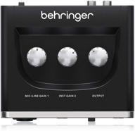 behringer um2 audio interface with xlr/trs, 1/4", usb, and rca – black, 1-channel logo