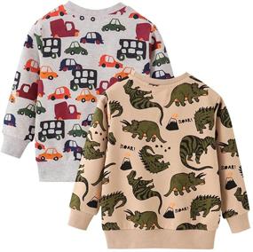 img 3 attached to 👕 Azalquat Toddler Boys Crewneck Sweatshirt - Cotton Long-Sleeve Pullover with Cartoon Print