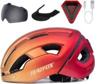 batfox bike helmets with rear rechargeable led safety light, polymer 🚲 anti-scratch paint-coat, sun visor, and optional face/eye shield goggles for men and women logo