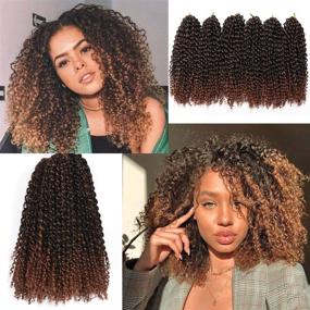 img 4 attached to 12 Inch Short Passion Twist Hair Marlybob Crochet Hair 6 Bundles Kinky Curly Braids