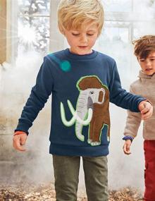 img 1 attached to 🎅 Cute Christmas Cotton Crewneck Sweatshirt for Baby Toddler Boys, Sizes 1-7Y