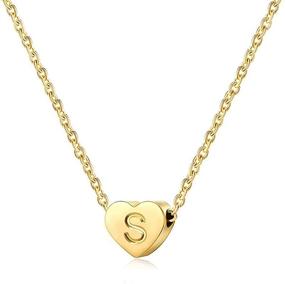 img 4 attached to 📿 BFJLife Personalized Tiny Gold Initial Heart Necklace—18K Gold Filled, Handmade Dainty Letter Heart Choker Necklace, Women's Gift, Jewelry