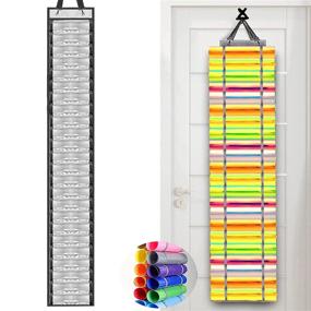 img 4 attached to 📦 Optimized Vinyl Storage Organizer - Wall Mounted Vinyl Roll Holder/Over The Door, Craft Vinyl Storage Rack, Hanging Organizer Storage with 48 Roll Compartments