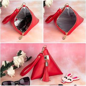 img 1 attached to Leather Clutch Wallet Triangle Wristlet Women's Handbags & Wallets for Wristlets