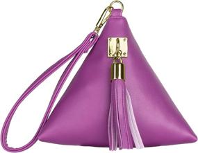 img 4 attached to Leather Clutch Wallet Triangle Wristlet Women's Handbags & Wallets for Wristlets