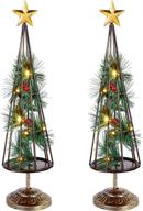 glintoper christmas table decorations: 2 pack lighted xmas tree with golden star, battery operated led lights for a festive tabletop display at home or office logo