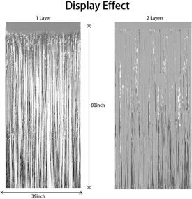 img 3 attached to 🎉 Серебряный фон: набор из 3 фольгированных занавесок с лентами для вечеринок и дверных проемов, металлические полосы для дверей на день рождения, помолвку, невестинский душ, детский душ и дискотеки - 3,28 x 6,67 фута.