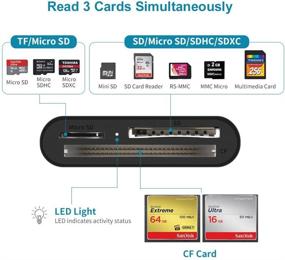 img 1 attached to Unitek USB 3.0 Compact Flash Card Reader - 3-Slot Multi-Card Adapter for CF, TF, SDXC, SDHC, SD, Micro SDXC, Micro SDHC - Read 3 Cards Simultaneously - Aluminum - 4FT Cable (Black)