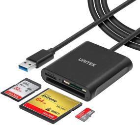 img 4 attached to Unitek USB 3.0 Compact Flash Card Reader - 3-Slot Multi-Card Adapter for CF, TF, SDXC, SDHC, SD, Micro SDXC, Micro SDHC - Read 3 Cards Simultaneously - Aluminum - 4FT Cable (Black)