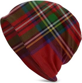 img 4 attached to 🏴 Scottish Plaid Royal Stewart Tartan Knit Beanie Hat Cap for Winter - Classic Colors, Cuffed Plain Skull Cap - Men's/Women's Winter Caps Hats