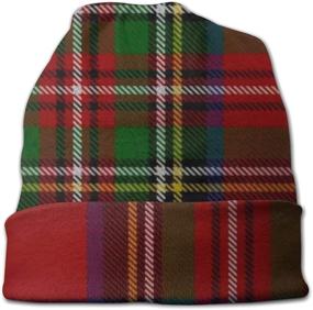 img 2 attached to 🏴 Scottish Plaid Royal Stewart Tartan Knit Beanie Hat Cap for Winter - Classic Colors, Cuffed Plain Skull Cap - Men's/Women's Winter Caps Hats