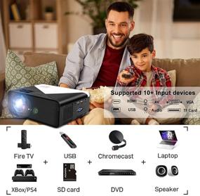 img 2 attached to 📽️ Mini Portable Projector 720P: 1080P-Supported for Outdoor Entertainment - HDMI, USB, VGA Compatible, 200" Projection, 50000 Hrs Lamp Lifetime