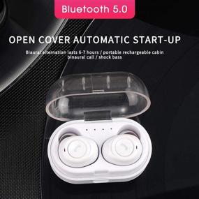 img 3 attached to 🎧 Беспроводные наушники True Wireless Stereo: Bluetooth 5.0 Он-эар наушники с технологией CVC8.0, двумя микрофонами, HiFi звуком, 20 часами воспроизведения - Белый