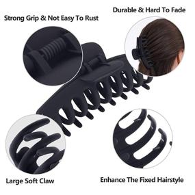 img 1 attached to Large Non-Slip Hair Claw Clips for Women - Matte Finish, Perfect for Thin and Thick Hair - Strong Hold, Set of 6 Packs in 2 Sizes