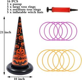 img 3 attached to 🎃 Spooky Fun: 16PCS Halloween Inflatable Witch Hat Ring Toss Game with 10 Rings and Pump - Perfect Halloween Decorations and Party Game for Kids, Adults, and Family