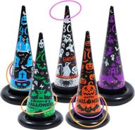 🎃 spooky fun: 16pcs halloween inflatable witch hat ring toss game with 10 rings and pump - perfect halloween decorations and party game for kids, adults, and family логотип