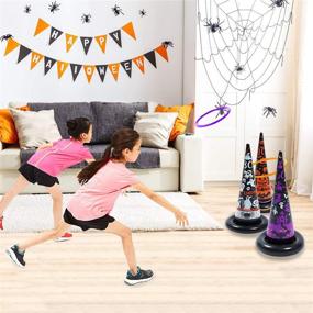 img 2 attached to 🎃 Spooky Fun: 16PCS Halloween Inflatable Witch Hat Ring Toss Game with 10 Rings and Pump - Perfect Halloween Decorations and Party Game for Kids, Adults, and Family