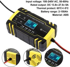 img 2 attached to 🔋 Умный зарядное устройство для аккумулятора 12V/24V с ЖК-дисплеем – Зарядное устройство с пульсирующим режимом восстановления, интеллектуальным режимом, защитой от перенапряжения и контролем температуры – Идеально подходит для автомобиля, грузовика, мотоцикла, лодки, внедорожника, квадроцикла (Желтый)