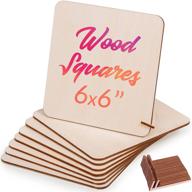 versatile unfinished wood squares set: 6x6 - 14 plaques & 28 holders for diy crafts and laser cut wood artwork logo