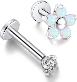 img 3 attached to 💎 Pair of GAGABODY 16G Titanium Cartilage Earring Studs with Flat Backs for Helix, Tragus, Internally Threaded