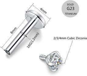 img 1 attached to 💎 Pair of GAGABODY 16G Titanium Cartilage Earring Studs with Flat Backs for Helix, Tragus, Internally Threaded
