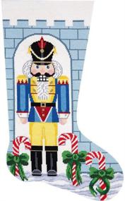 img 1 attached to Alice Peterson Home Creations Holiday Edition Nutcracker Soldier Needlepoint Stocking Kit - Large, Deluxe Size