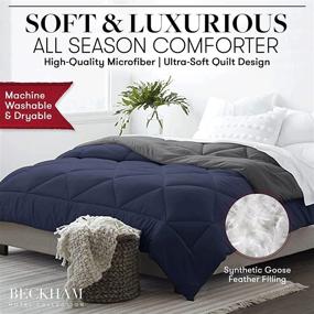 img 3 attached to Beckham Hotel Collection Reversible Comforter - All Season - Premium Quality Luxury Comforter - Twin/Twin XL - Navy/Sleet