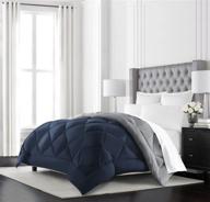 beckham hotel collection reversible comforter - all season - premium quality luxury comforter - twin/twin xl - navy/sleet logo
