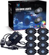 2nd-gen bluetooth rgb led rock lights by mictuning - timing function, music mode, 8 pods multicolor neon led light kit logo