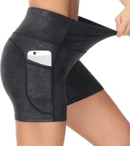 img 3 attached to Dragon Fit High Waist Yoga Shorts: Tummy Control with 2 Side Pockets for Women - Ideal for Running, Home Workouts & More!