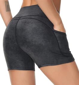 img 1 attached to Dragon Fit High Waist Yoga Shorts: Tummy Control with 2 Side Pockets for Women - Ideal for Running, Home Workouts & More!