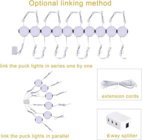 img 1 attached to 🔆 10 Pack Linkable LED Dimmable Under Cabinet Lighting Kit with Remote Control - Hardwired Puck Lights for Kitchen Counter, Wardrobe, Bookcase - Timer Included (Day White)