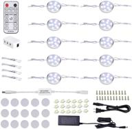 🔆 10 pack linkable led dimmable under cabinet lighting kit with remote control - hardwired puck lights for kitchen counter, wardrobe, bookcase - timer included (day white) логотип