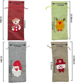 img 2 attached to 🦌 Set of 4 Christmas Wine Bottle Bags, Wine Bottles Gift Bulk, Santa Claus, Snowman & Reindeer Drawstring Bags, Vintage Wine Bottle Gift Bags, Christmas Party Decor