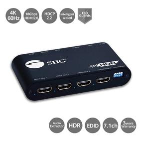 img 3 attached to SIIG 1x4 HDMI 2.0 Разветвитель 4K 60Гц с экстрактором аудио и автоматическим масштабированием - HDMI 2.0а HDCP 2.2, 18 Гбит/с, 4:4:4, 3D, EDID - 1 вход 4 выхода (CE-H24Y11-S1)