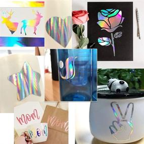img 3 attached to 🌈 Holographic Permanent Vinyl - 16 Sheets 12x12 - Adhesive Glossy and Waterproof Vinyl Sheet for Cutting Machines