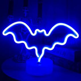 img 4 attached to 🦇 Spook up your space with TURNMEON Halloween Bat Neon Lights - Blue LED Decorations for Indoor Home Party Ambiance