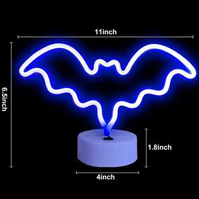 img 1 attached to 🦇 Spook up your space with TURNMEON Halloween Bat Neon Lights - Blue LED Decorations for Indoor Home Party Ambiance