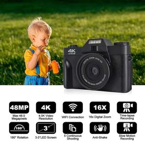 img 3 attached to 📷 Видеокамера высокого качества для видеоблогинга 4K с функцией WiFi, переворачивающимся экраном и 48МП для YouTube – В комплект входит 32ГБ микрокарта