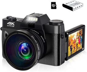 img 4 attached to 📷 Видеокамера высокого качества для видеоблогинга 4K с функцией WiFi, переворачивающимся экраном и 48МП для YouTube – В комплект входит 32ГБ микрокарта