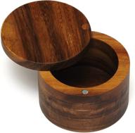 🌿 acacia wood swivel cover salt or spice box, 3-1/2'' x 2-1/2'' by lipper international logo