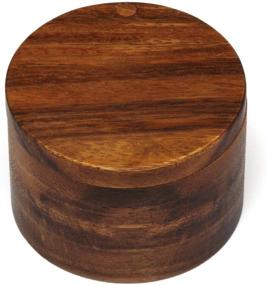 img 1 attached to 🌿 Acacia Wood Swivel Cover Salt or Spice Box, 3-1/2'' x 2-1/2'' by Lipper International