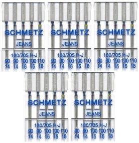 img 1 attached to Set of 25 Schmetz Assorted Jeans Denim Sewing Machine Needles - Sizes 90/14, 100/16, 110/18 (130/705H-J)