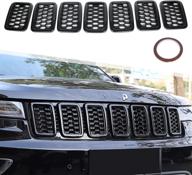 🚘 upgraded 7pcs black honeycomb mesh front grill inserts kits for enhanced style | fits 2017-2021 jeep grand cherokee logo