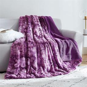 img 4 attached to 🛋️ EHEYCIGA Faux Fur Sherpa Blanket Throw: Purple Tie-Dye Plush Fluffy Soft Fleece for Sofa, Couch, and Bed – 50x65 Inches