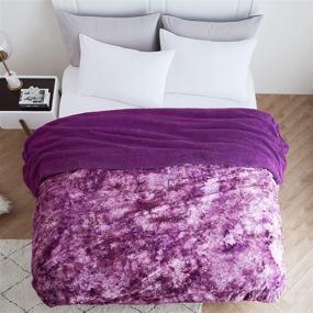 img 2 attached to 🛋️ EHEYCIGA Faux Fur Sherpa Blanket Throw: Purple Tie-Dye Plush Fluffy Soft Fleece for Sofa, Couch, and Bed – 50x65 Inches