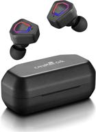 🎧 ultimate black true wireless earbuds: noise canceling bluetooth headphones for gym & sports – deep bass, mic, sweatproof & charging case included logo